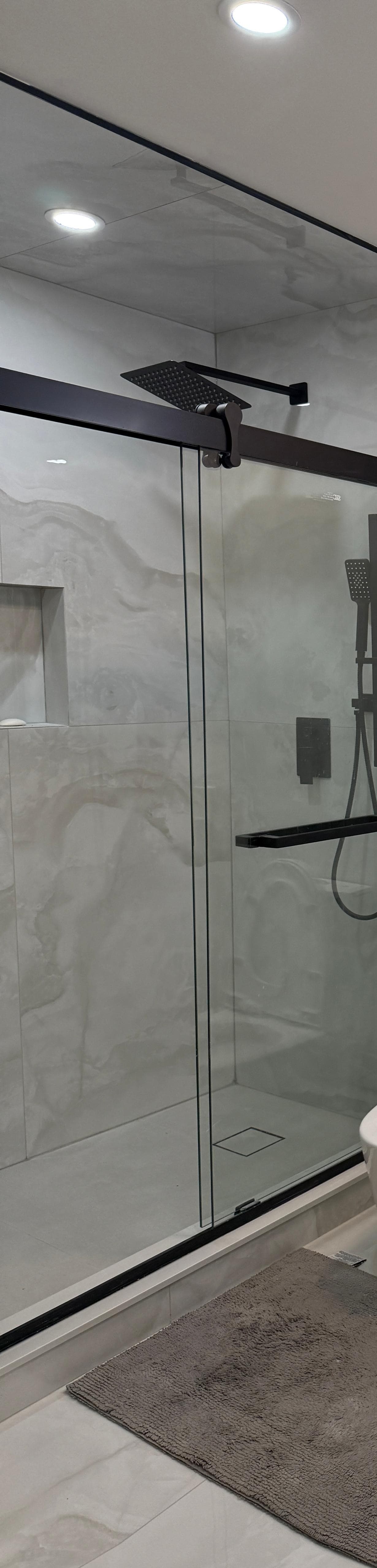 Black-Frame Glass Shower in Bramalea, Brampton by Anand Renovation